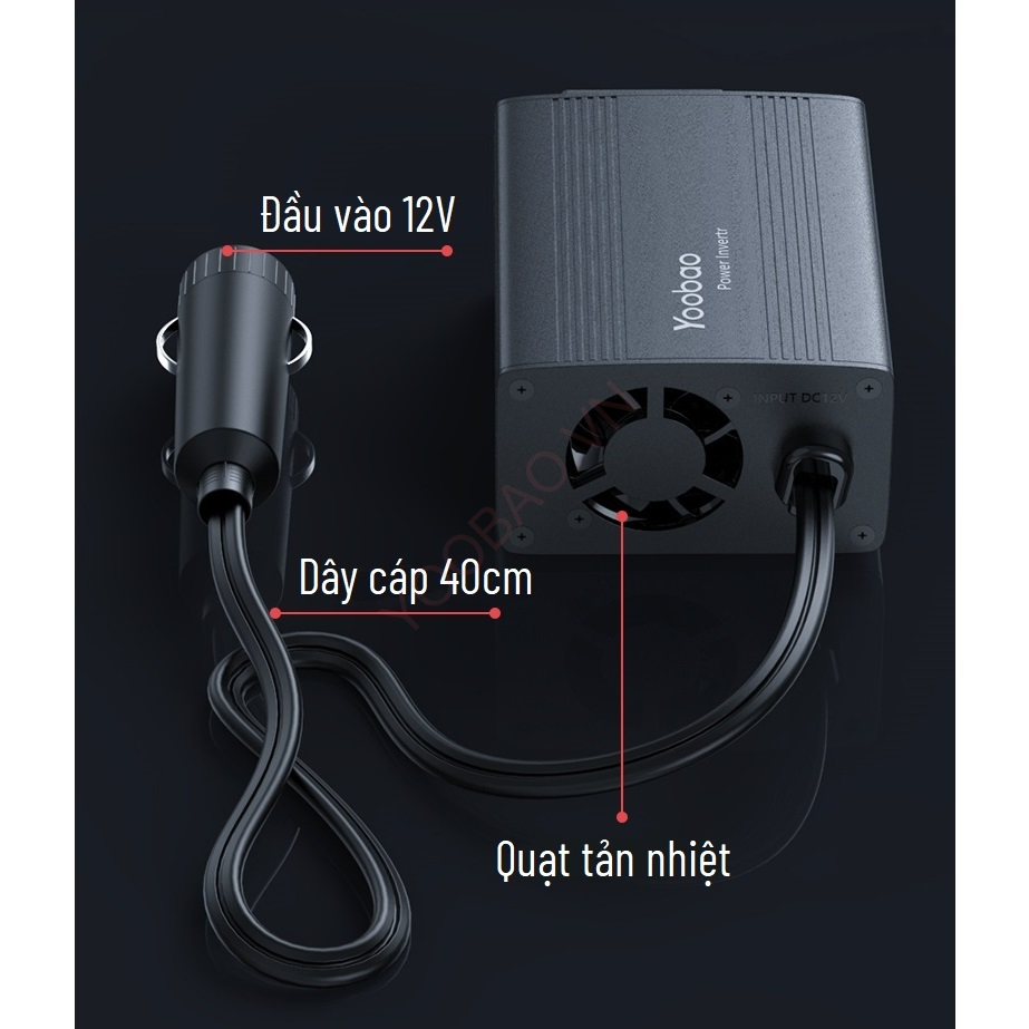 Bộ đổi nguồn trên ô tô Yoobao 150W