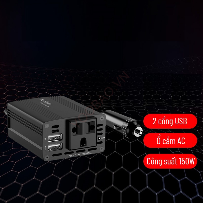 Bộ đổi nguồn trên ô tô Yoobao 150W