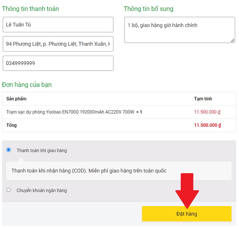 Hướng dẫn mua hàng tại yoobao.vn